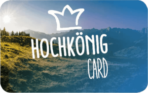 Hochkönig Card vor Berglandschaft, ideal für Aktivitäten in Hinterthal und Salzburger Land.